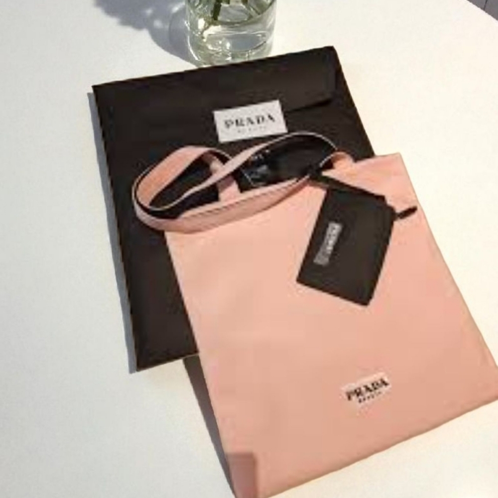 Prada Blush Pink and Black Reversible Bag With Pouch